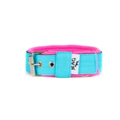 Mag Mag Halsband Met Fleece Blauw / Neon Geel