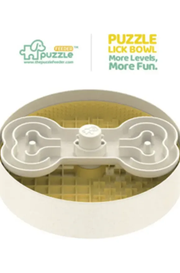 Puzzle Feeder Lick Bowl Geel